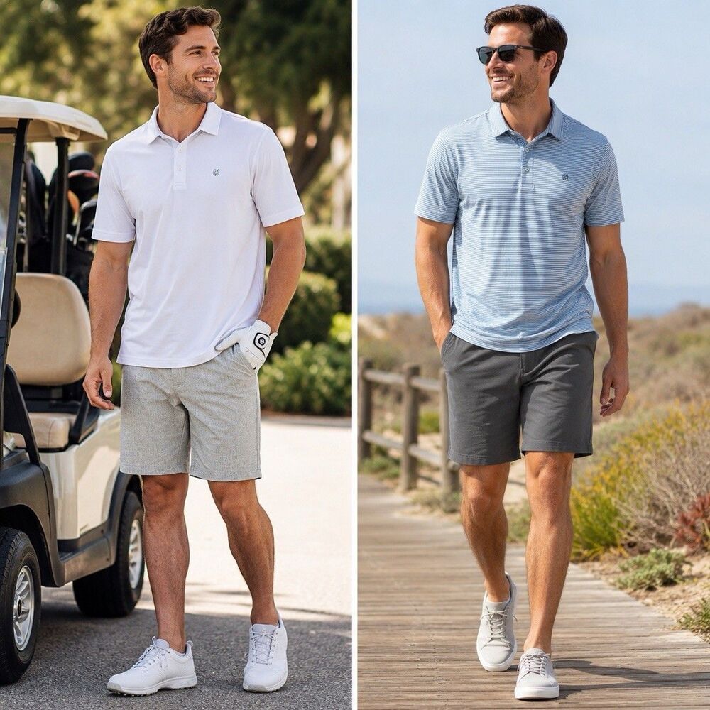 Bundle of 2 Linksoul Mens Golf Shorts Size 34 Performance Stretch Casual Chino